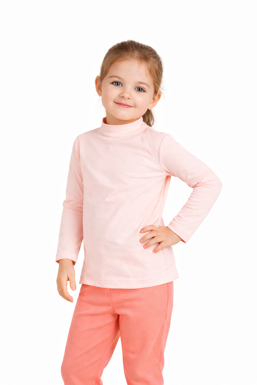 MAGLIETTA DANZA COLLO LUPETTO LYCRA ROSA CARNE BABY